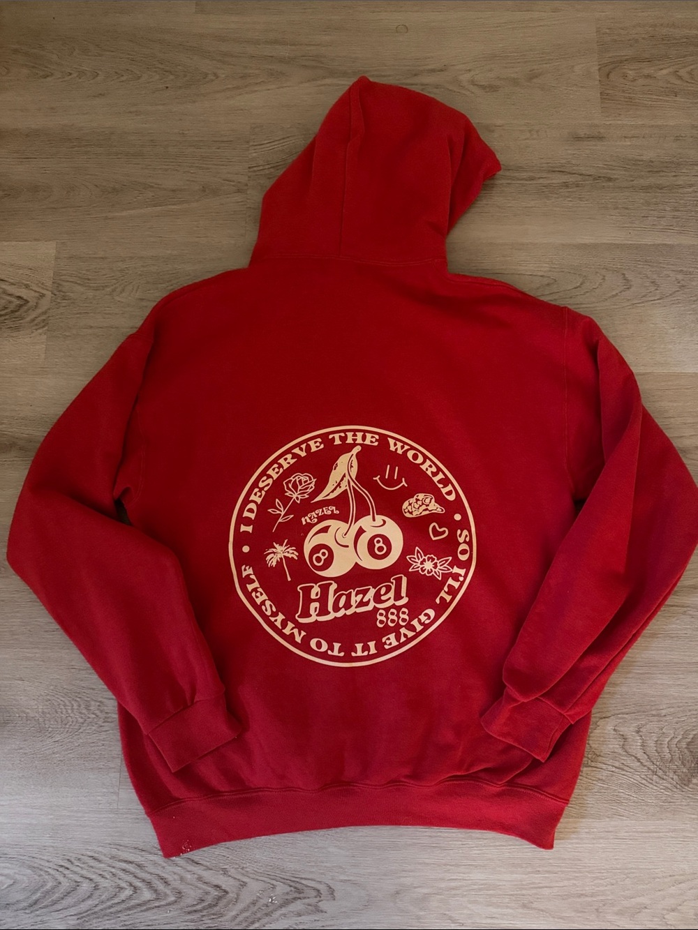 hazel Red Hoodie with Cream Cherry Logo